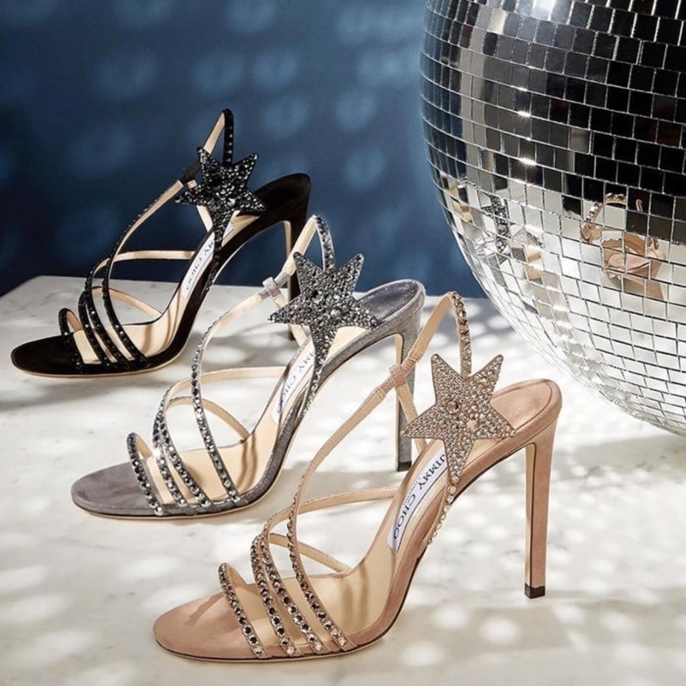 [Jimmy Choo] Black Crystal-Embellished Star Lynn Sandals 8.5 - Picture 6 of 10